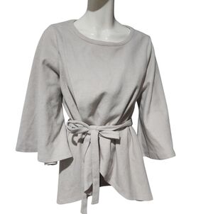 Anthropologie Doe & Rae Women's Cream Tie-Waist Blouse